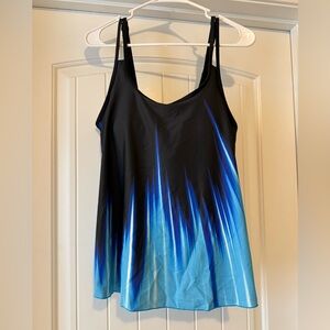 Women's Black and Blue Swim Top